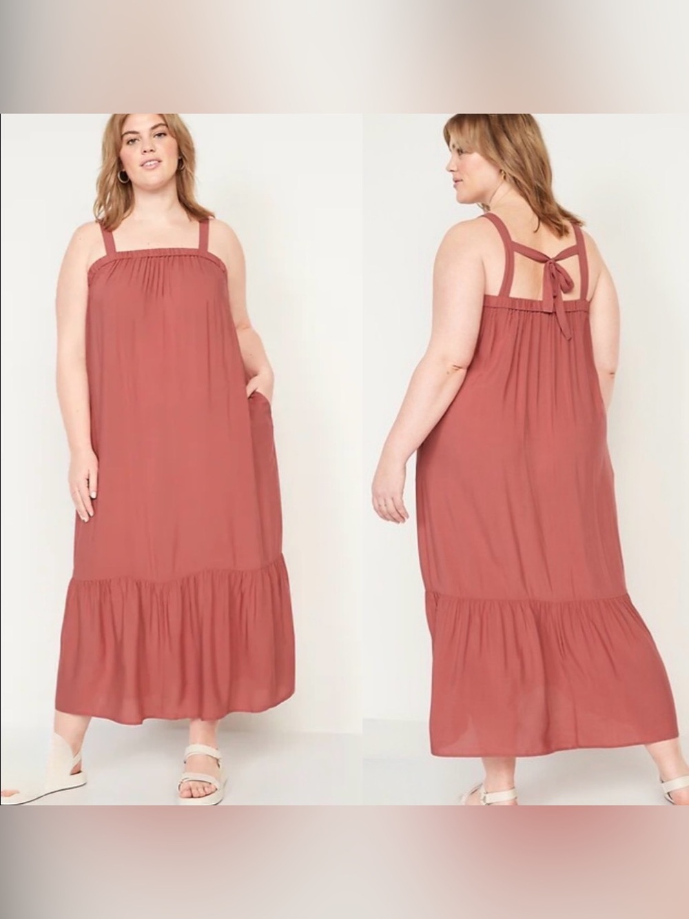 Old Navy Sleeveless Tie-Back Cutout Maxi Swing Mauve Dress Size XXL